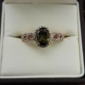 Chrome Tourmaline & White Ziron Halo Enfinity Style Ring.